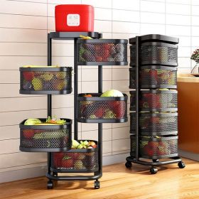 JoybosÂ® Rotating Multi-Layer Kitchen Metal Shelf with Wheels