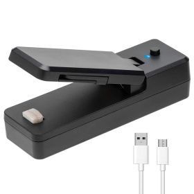 1pc 2 In 1 USB Chargable Mini Bag Sealer Heat Sealers With Cutter Knife Rechargeable Portable Sealer For Plastic Bag Food Storage (Color: black)