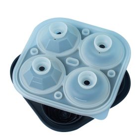 Ice Cube Tray;  2.5inch Ice Cube Molds;  2 Cavity Silicone Rose & 2 Diamond Ice Ball Maker (Color: black)