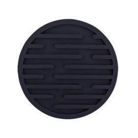 1pc Silicone Mat Heat Resistant Cup Mat Coasters Round Non-slip Table Placemat Tools (Color: black)
