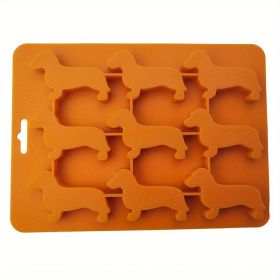 Ice Cube Silicone Tray Molds Trays Dog Mold Chocolate Dachshund Shaped Baking Candy Lid Jelly Mini Maker Fondant Puppy Release (Color: ORANGE)