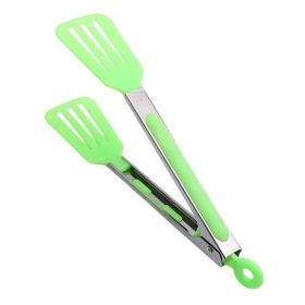 1pc Cross-border Exclusively For 9-inch Nylon Square Head Food Clip Barbecue Clip Flat Clip Bread Clip Stainless Steel Food Clip (Color: green)