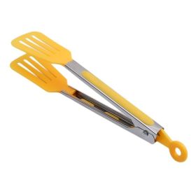 1pc Cross-border Exclusively For 9-inch Nylon Square Head Food Clip Barbecue Clip Flat Clip Bread Clip Stainless Steel Food Clip (Color: yellow)