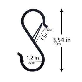 Hanging Heavy Duty S Hooks Safety Buckle Design Bathroom Cupboard Clothing Towel Hanger Hook Kitchen Cups Spatula Opener Scissor (Color: black, size: 3pcs)
