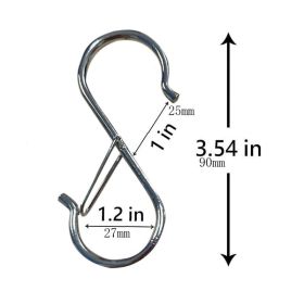 Hanging Heavy Duty S Hooks Safety Buckle Design Bathroom Cupboard Clothing Towel Hanger Hook Kitchen Cups Spatula Opener Scissor (Color: sliver, size: 5pcs)
