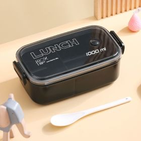 Lunch Box Microwavable Bento Box Food Container Dinnerware Lunchbox For Kids Student Office Sealed Leak-proof Portable Boxes (Lunch Box Capacity: 1000ml, Color: black)