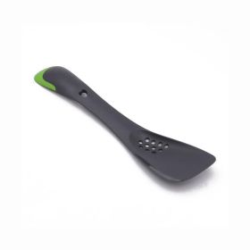 Multi-Function 5 in 1 Leaking Heat-Resistant Silicone Shovel Leaking Cooking Spoon Spatula Serrated Edge Kitchen Cooking Utensils (Color: green)