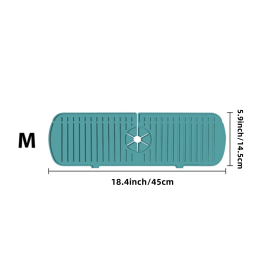 1pc Silicone Sink Faucet Mat Splash Guard; Kitchen Sink Draining Pad Behind Faucet Dish Drying Mat For Countertop; Bathroom; Farmhouse (Color: green, size: M)