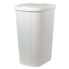 13.3 Gallon Trash Can, Plastic Touch Top Kitchen Trash Can, Grey (Actual Color: White)