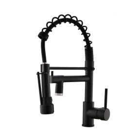 New Single Handle LED kitchen faucet with pull-down kitchen faucet in Black (Color: black)