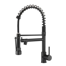 Single Handle Pull Down Sprayer Kitchen Faucet in Brushed Nickel (Color: black)