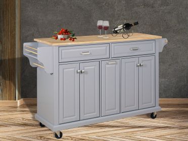 Cambridge Natural Wood Top Kitchen Island with Storage (Color: as Pic)