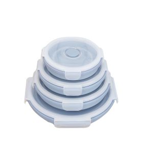 Silicone lunch box (Color: Blue, size: 550ml)