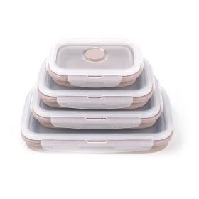 Silicone lunch box (Color: Pink1, size: All 4pcs)